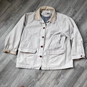 L.L. Bean Chore Barn Jacket Coat Women’s XL Petite Cotton Lined Tan Corduroy